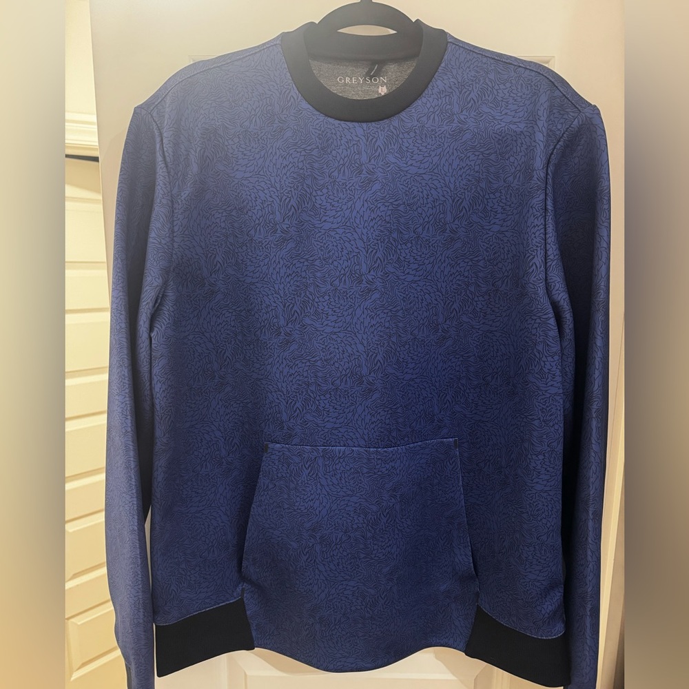 Greyson Men's Navy Blue Crewneck Sweatshirt with Black Trim